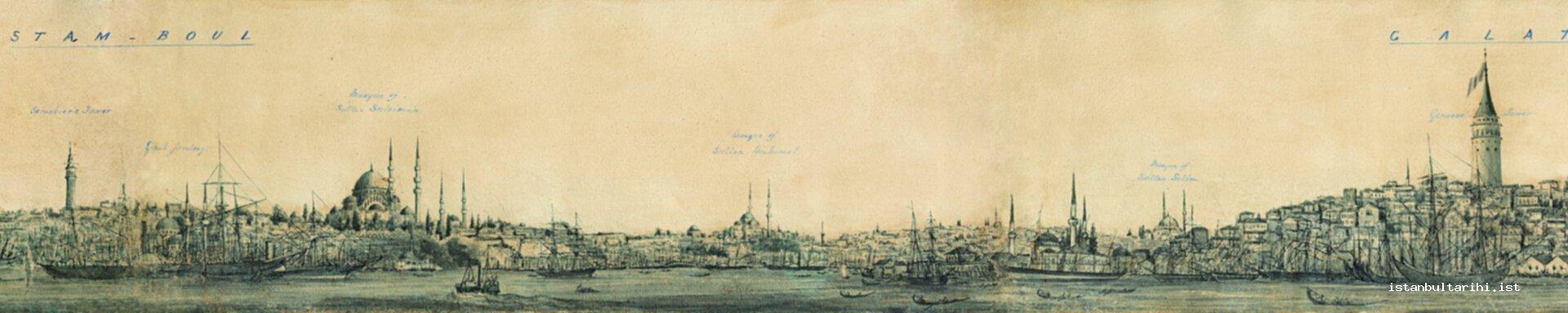 34a- Istanbul from Sarayburnu to Beşiktaş (Montagu B. Dunn, Panaroma of Istanbul, 1855)