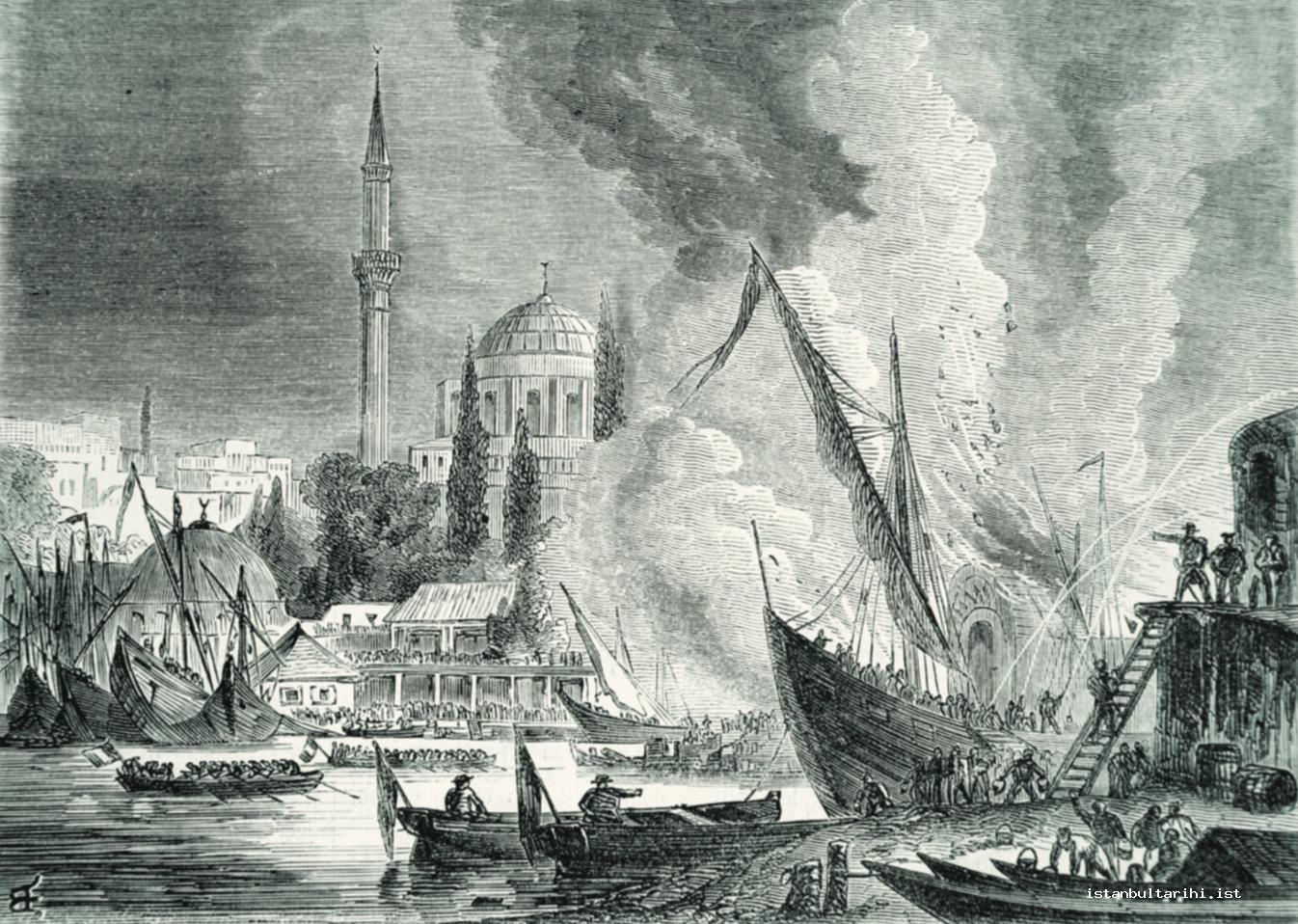 6- 1858 Istanbul Fire and the efforts of extinguishing it (<em>l’lllustration</em>)