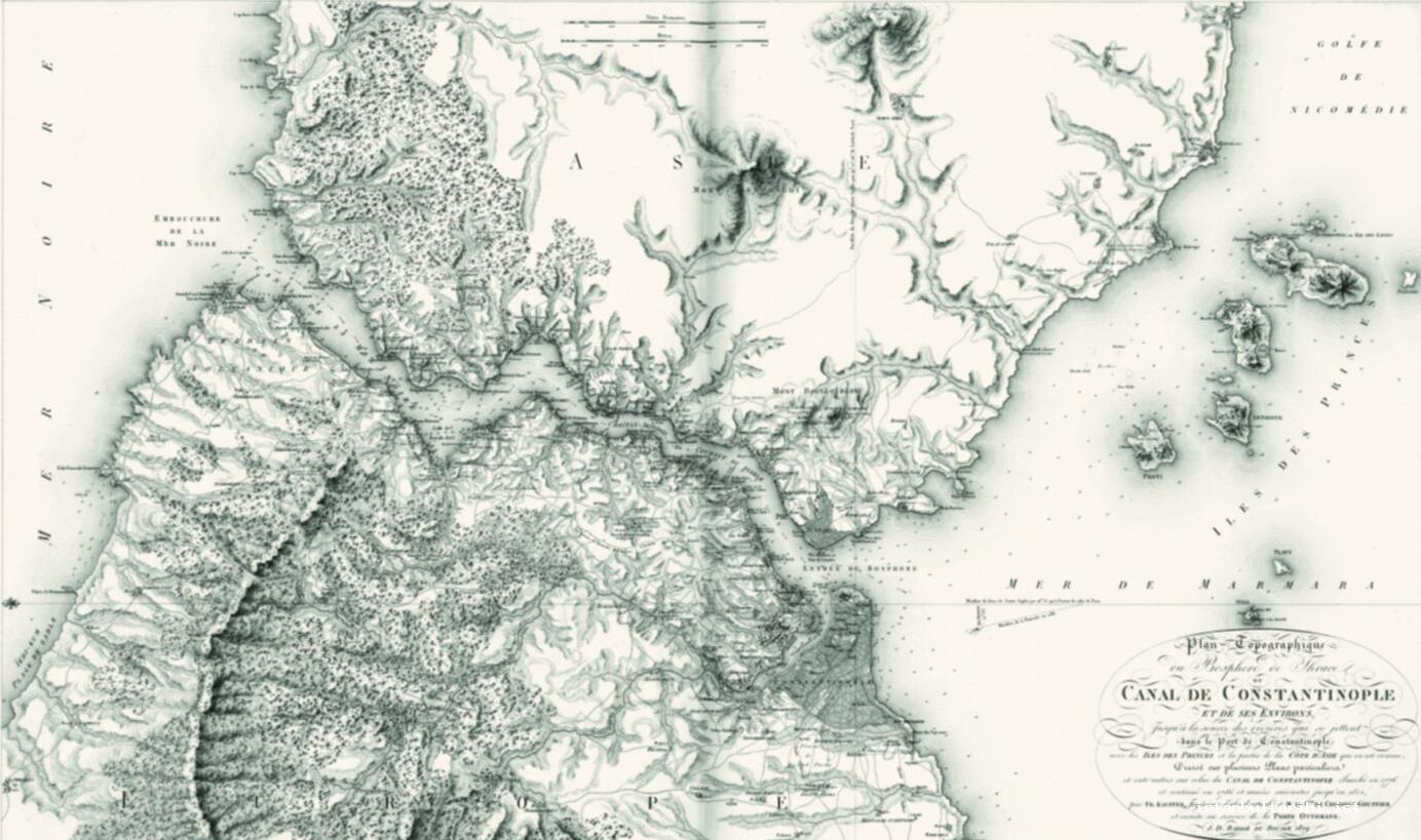 17- Kaufer, map of Bosporus in A. I. Melling’s Album, 1819, copper print