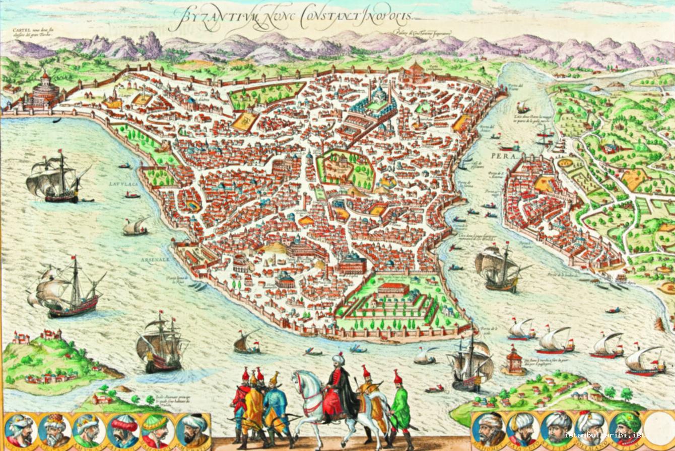 6- G Braun & F. Hogenberg, an Overview of Istanbul, 1572, copper print