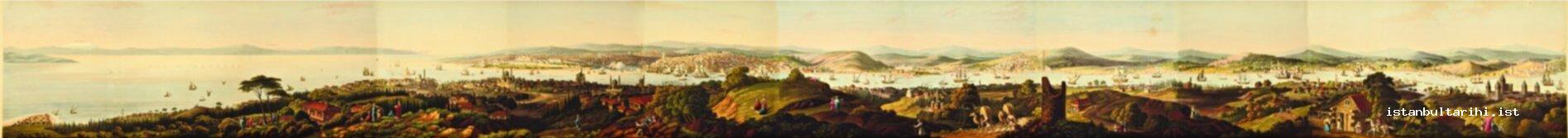 45- Panoramic view of Istanbul: From islands to Anatolian and Rumelian Castles (<em>Panorama of Constantinople</em>, London, 1851)