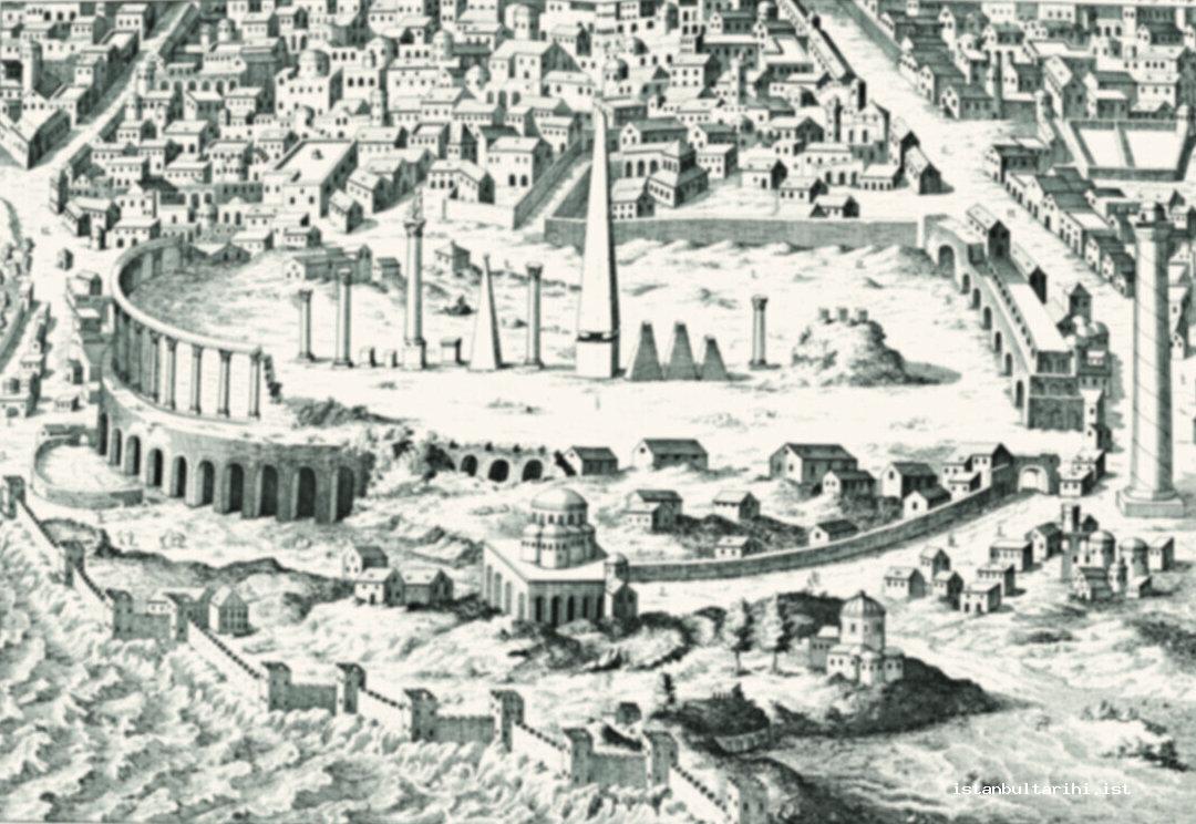 7- Hippodrome and its surroundings which were the symbols of the magnificence of the Empire, the place of exhibition of the spoils of victorious wars, the place of sumptuous ceremonies and sport activities, and even the scene for rebellions