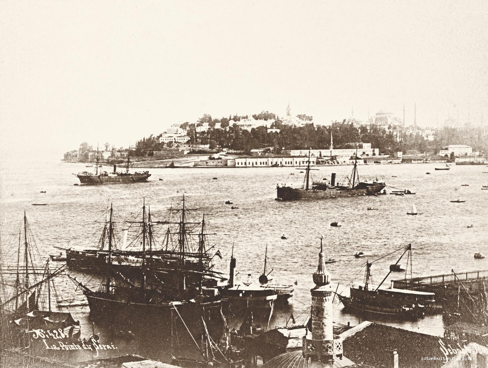2- The view of Sarayburnu from Tophane: Topkapı Palace and Hagia Sophia (Yadigar-ı Istanbul, from the archives of M. Hilmi Şenalp)    