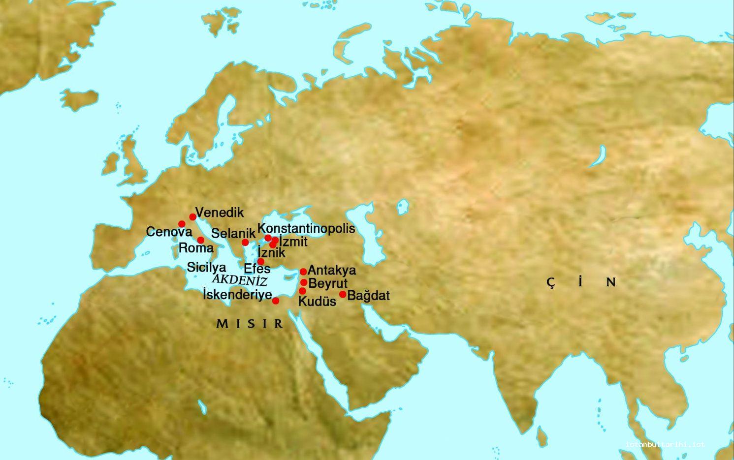3- Konstantinopolis ve dünya şehirleri (Harita: Oğuz Kallek)