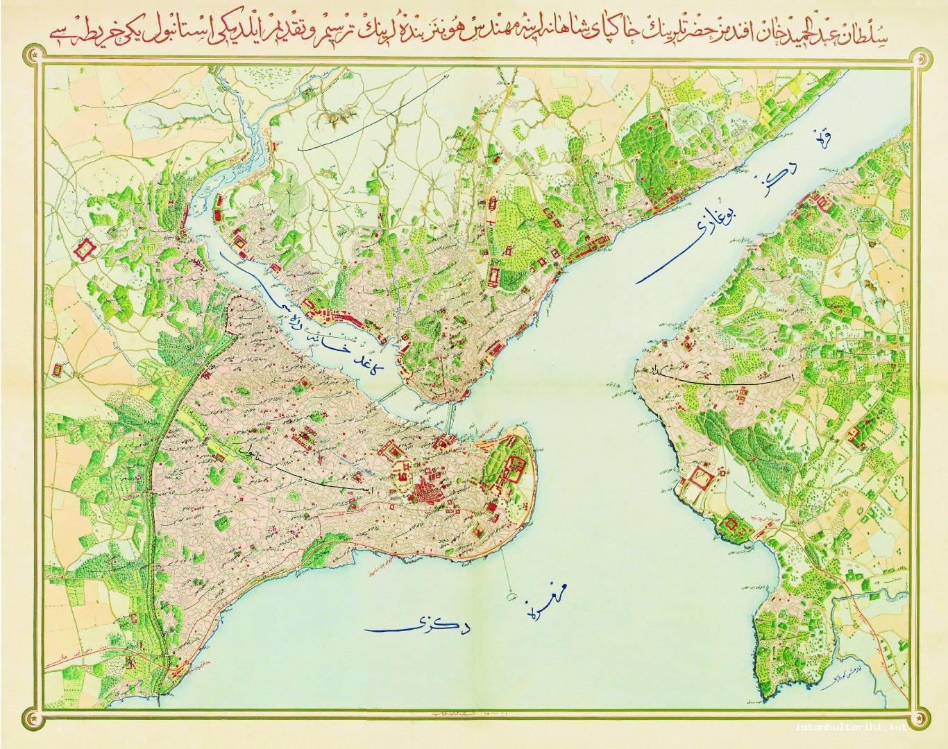 1- Istanbul map presented by engineer Hübner to Sultan Abdülhamid II (Istanbul University, Rare Books and Special Collections Library, Maps Section)  