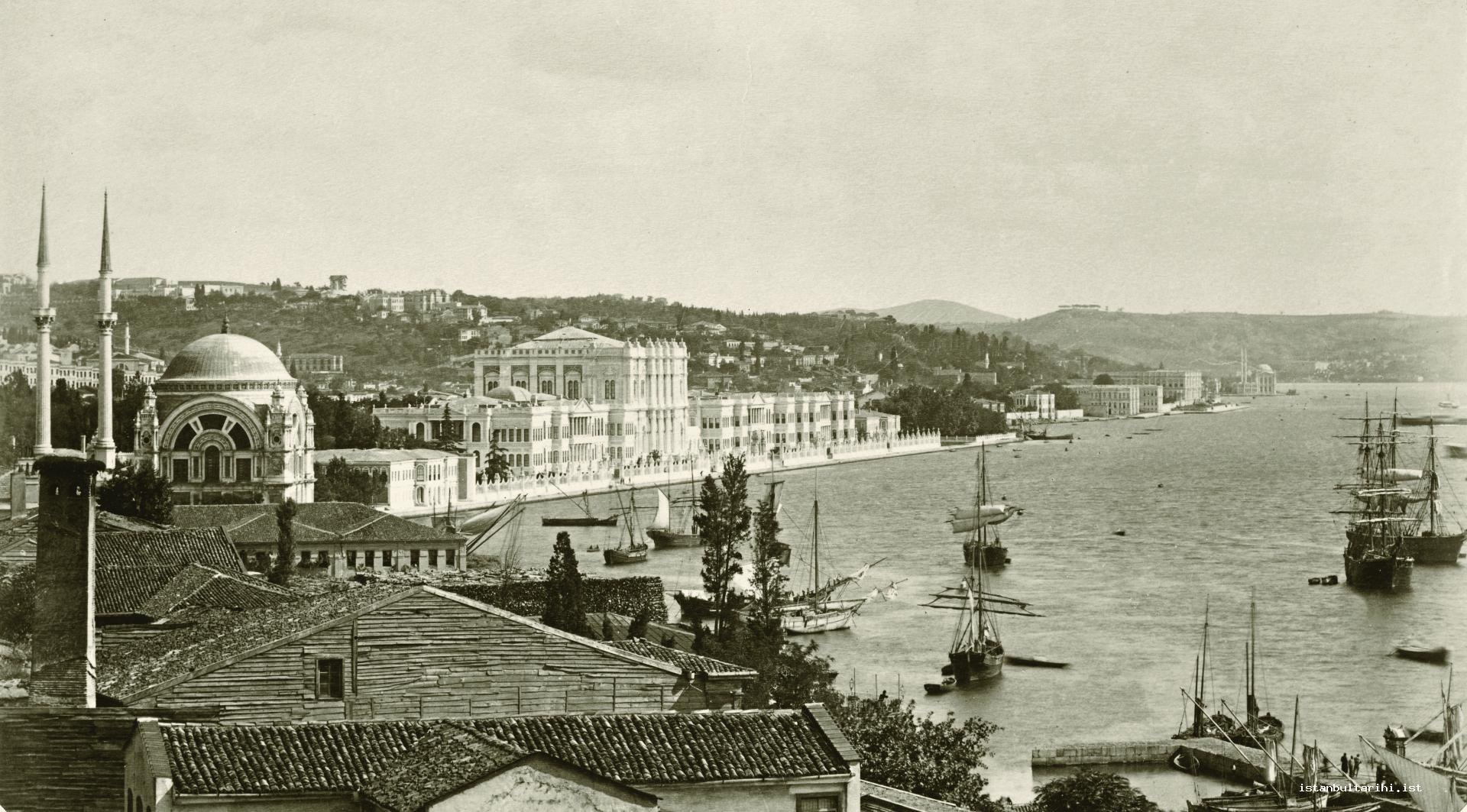 12- There were wooden houses and shops along the coast from Fındıklı to Dolmabahçe. Behind Dolmabahçe Palace and Mosque was empty.  There was neither a stadium nor skyscrapers. In place of them, there were imperial stable and theatre building when this picture was taken.