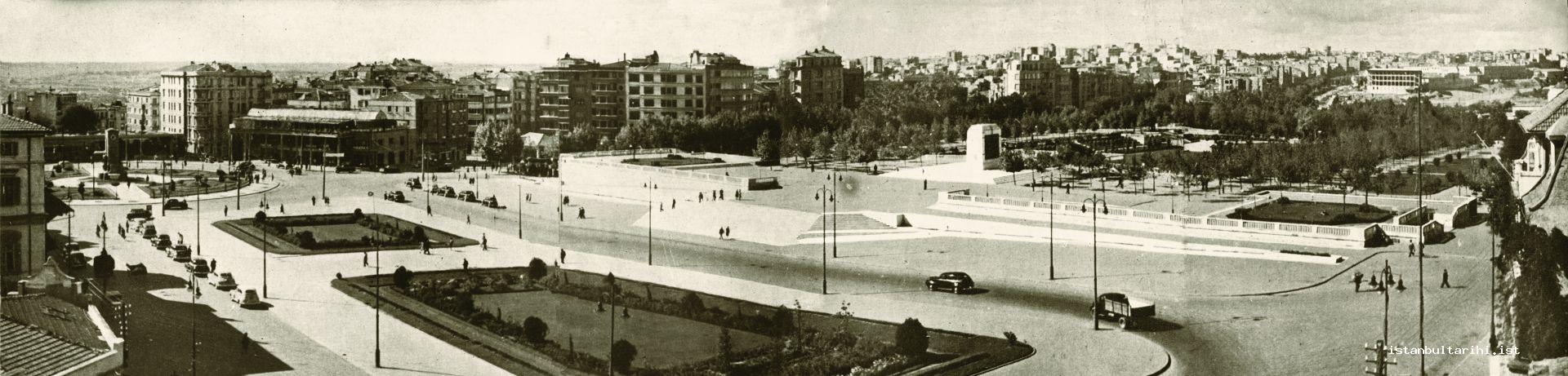 10- Taksim Square after the Barracks of Artillerymen (Topçu Kışlası) was demolished and İnönü Park was founded in its place (<em>Cumhuriyet Devrinde İstanbul</em>)