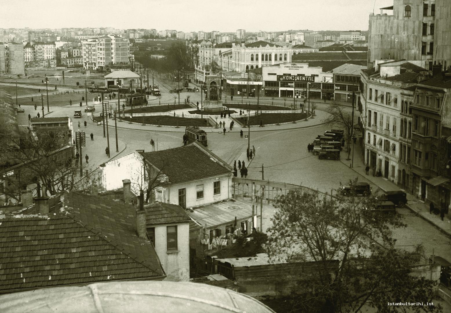 14- Taksim Square in 1930s. The Barracks of Artillerymen (Topçu Kışlası) was still in its place.