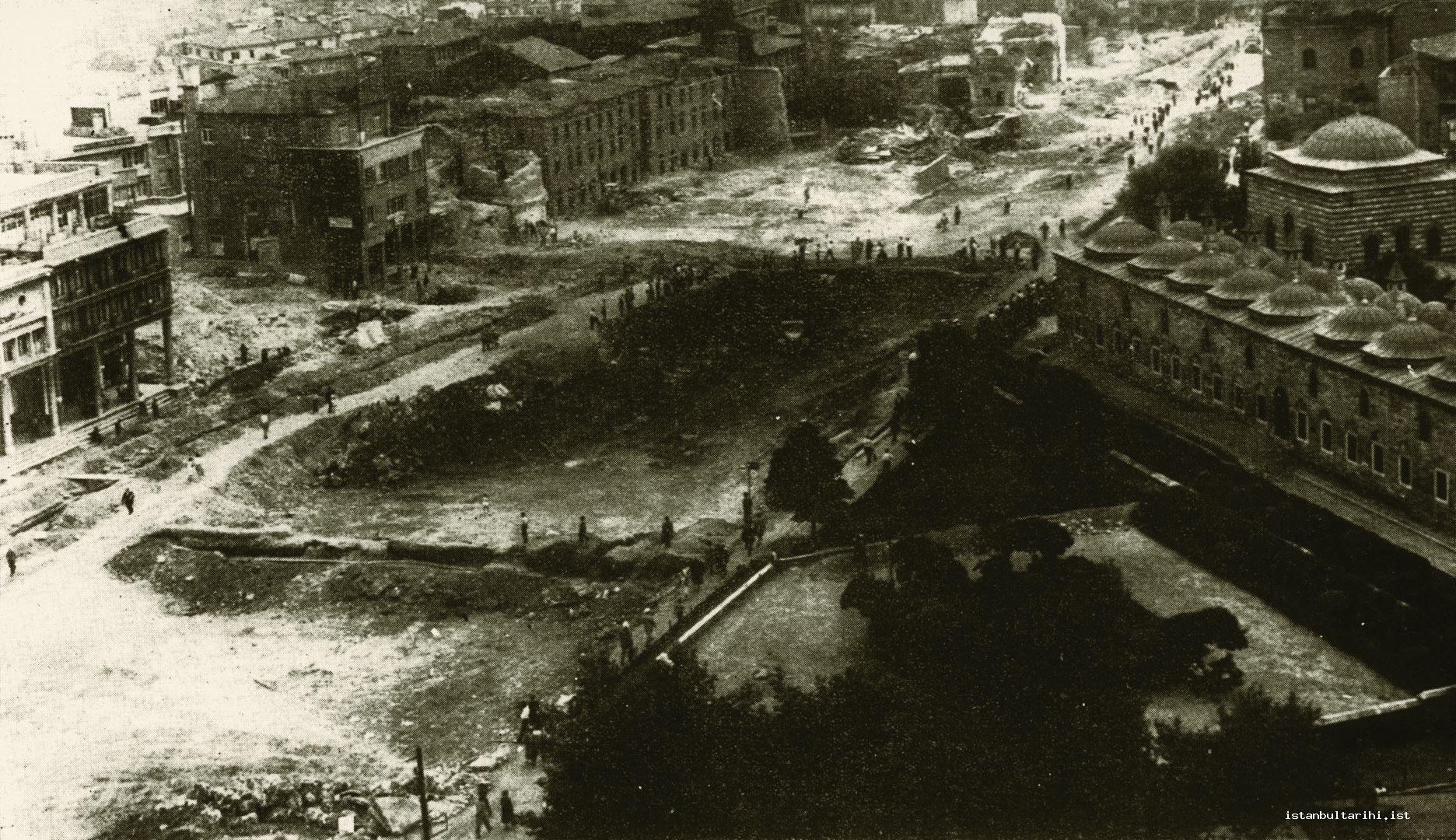 13- Ordu Avenue was broadened by destroying some building which deemed necessary to be destroyed and its levelling and blockage were completed. In a very short time, it was going to be covered with 25 cm concrete and then asphalted. (<em>İstanbul’un Kitabı</em>)