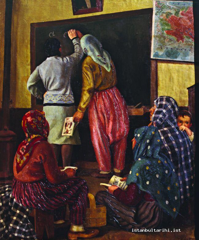 9- Women learning the Latin alphabet (Istanbul Painting and Sculpture Museum)