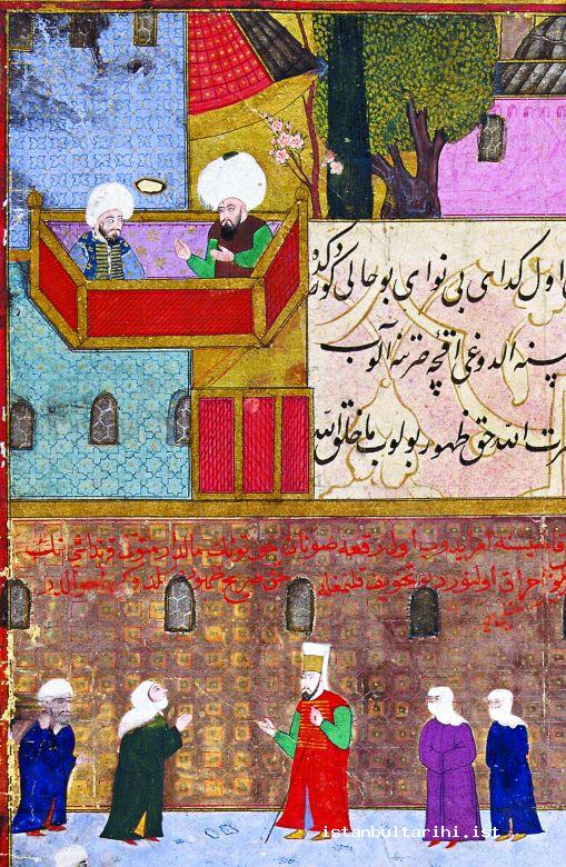 2- Upon Sultan Süleyman I’s order, the hearing of the case of a complainant woman in the presence of Rumelian governor and the judge of Istanbul (<em>Hünername</em>)