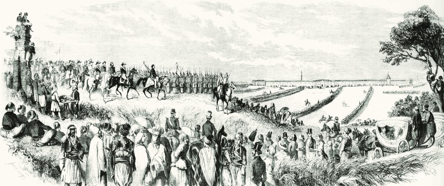 1- Sultan Abdülmecid’s arrival to Rami barracks in 1854 (<em>L’Illustration</em>)