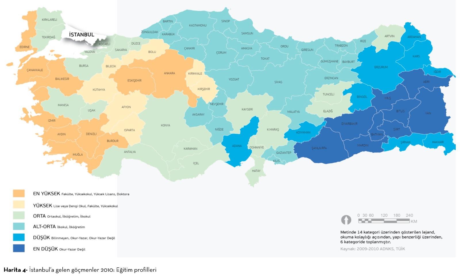 Map 4- Immigrants to Istanbul 2010: Education Profiles