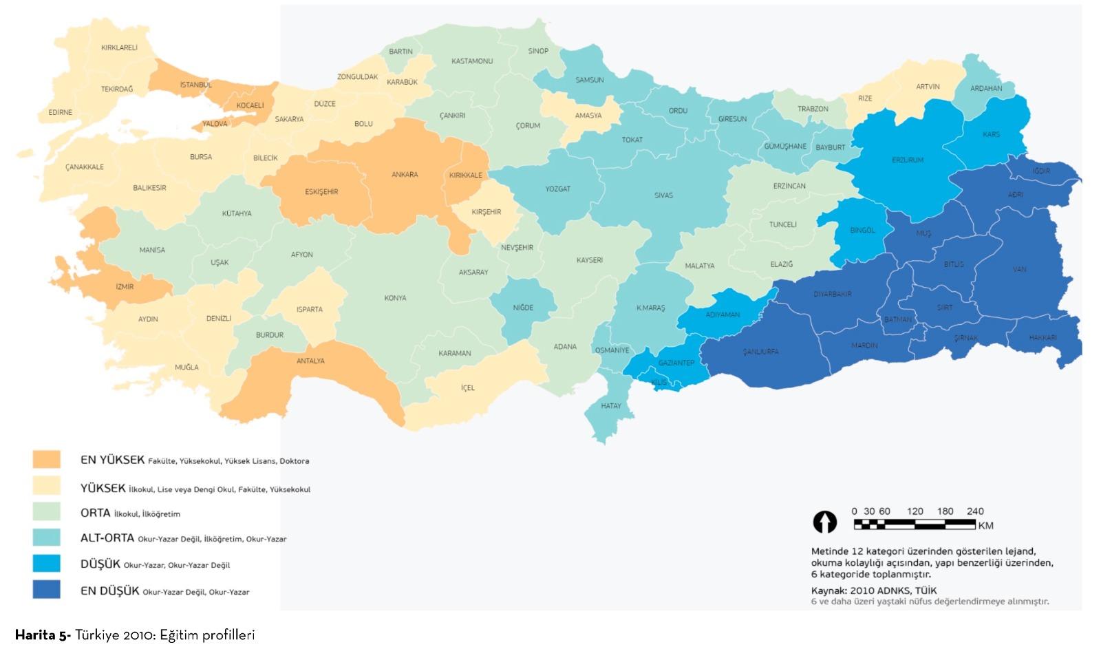 Map 5- Turkey 2010: Education Profiles