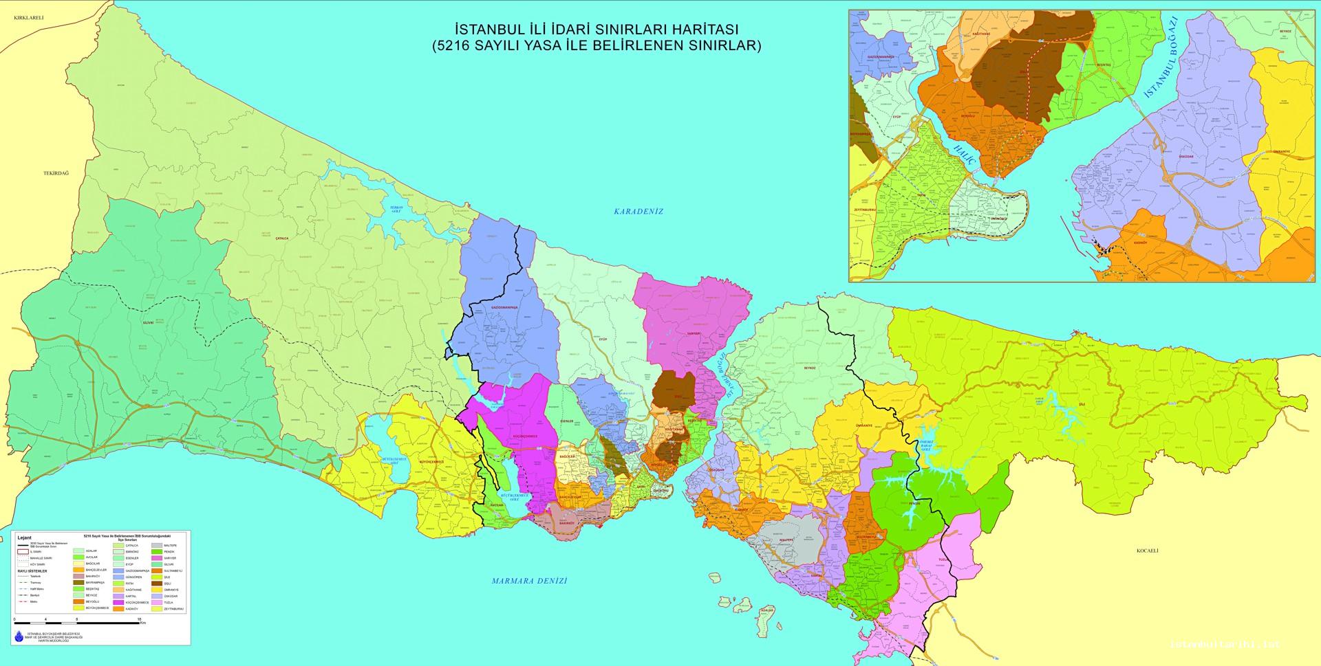 Map 4- The areas of responsibility of Istanbul Metropolitan Municipality before 2004 (Istanbul Metropolitan Municipality)