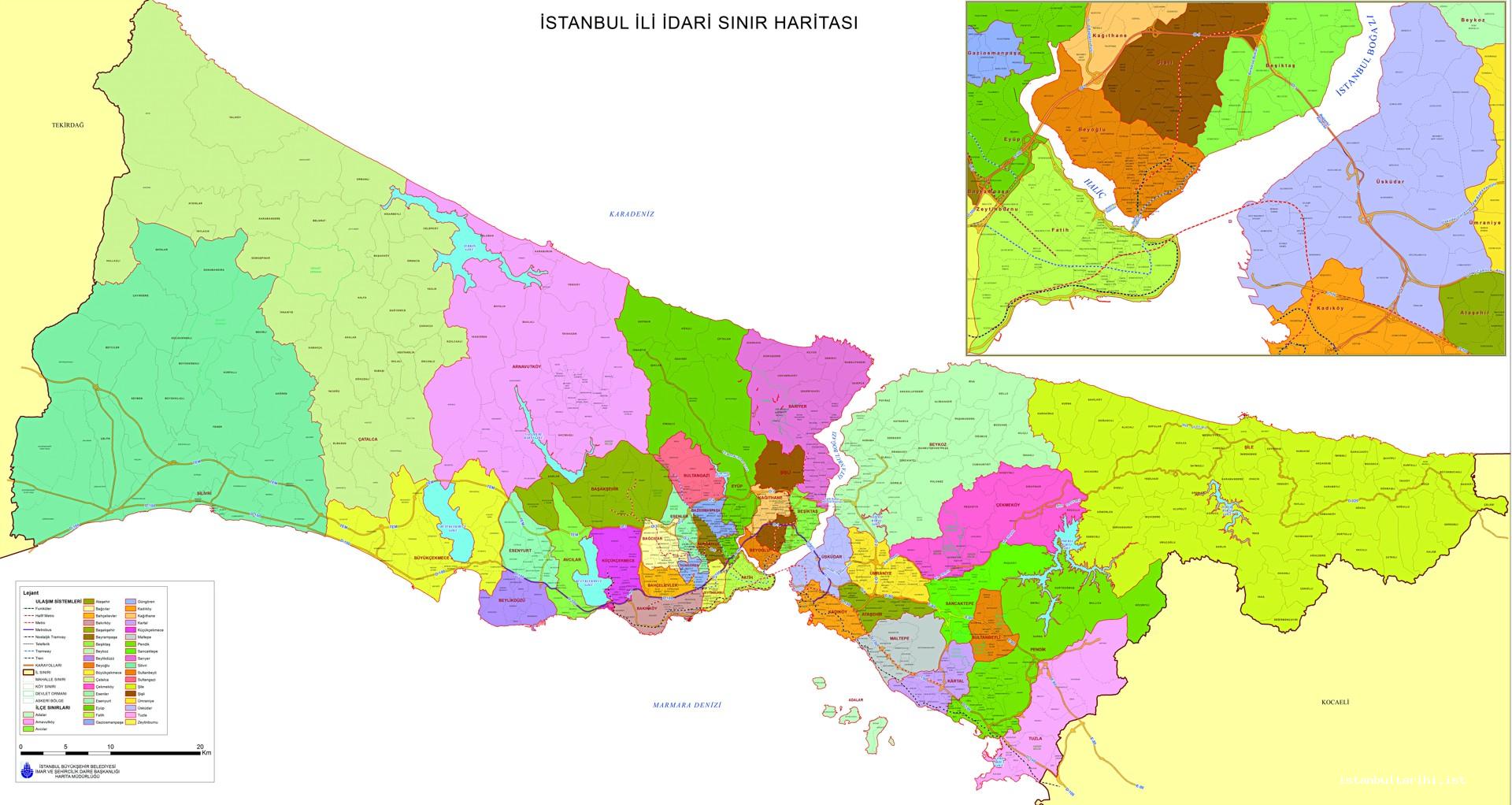 Map 6- The areas of responsibility of Istanbul Metropolitan Municipality between 2008-2014 according to Law no. 5747 (Istanbul Metropolitan Municipality)