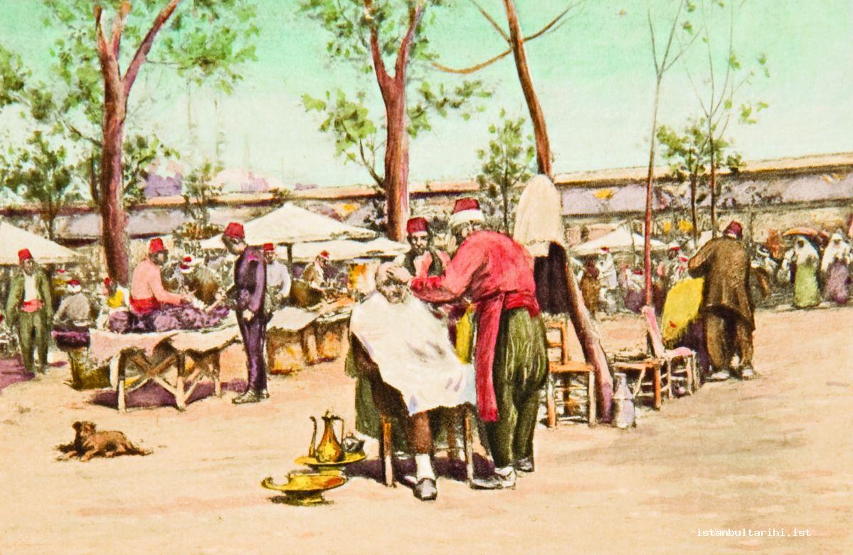 2- Travelling barbers in Istanbul at the beginning of 20<sup>th</sup> century (Zonaro)