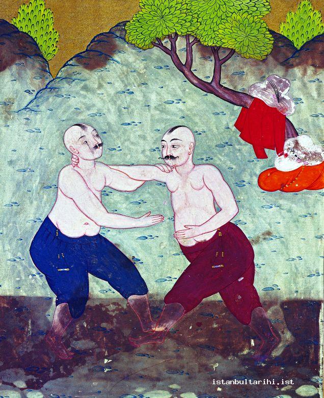 12- Wrestlers while training (Topkapı Palace Museum Library, no. H. 415)