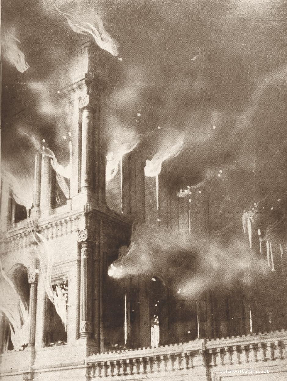 15c- 20 Ocak 1910’da meydana gelen Çırağan Sarayı yangını ve sarayın yangın sonrası durumunu gösteren kareler
