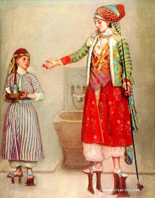 20- A Turkishwoman and her servant in a Turkish bath in the 18<sup>th</sup> century (Doha, Orientalist Museum)