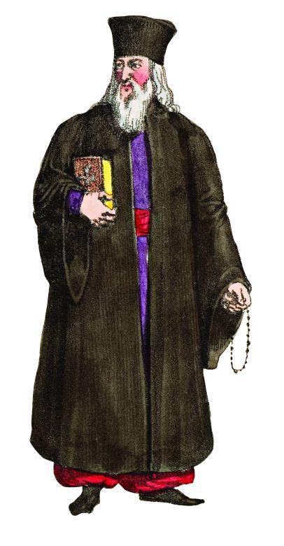2- Greek Orthodox Priest (<em>Costumes l’Empire Turc</em>, 1821)