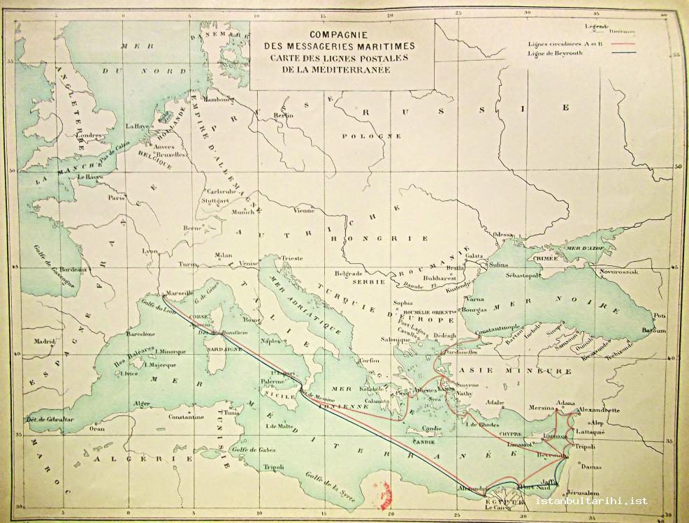 2- The free commercial lines of Messageries Maritimes Ferry Company without subsidies in 1895 in Mediterranean and the Black Sea
    (Archive de L’Association French Lines, 1997 002 5205)