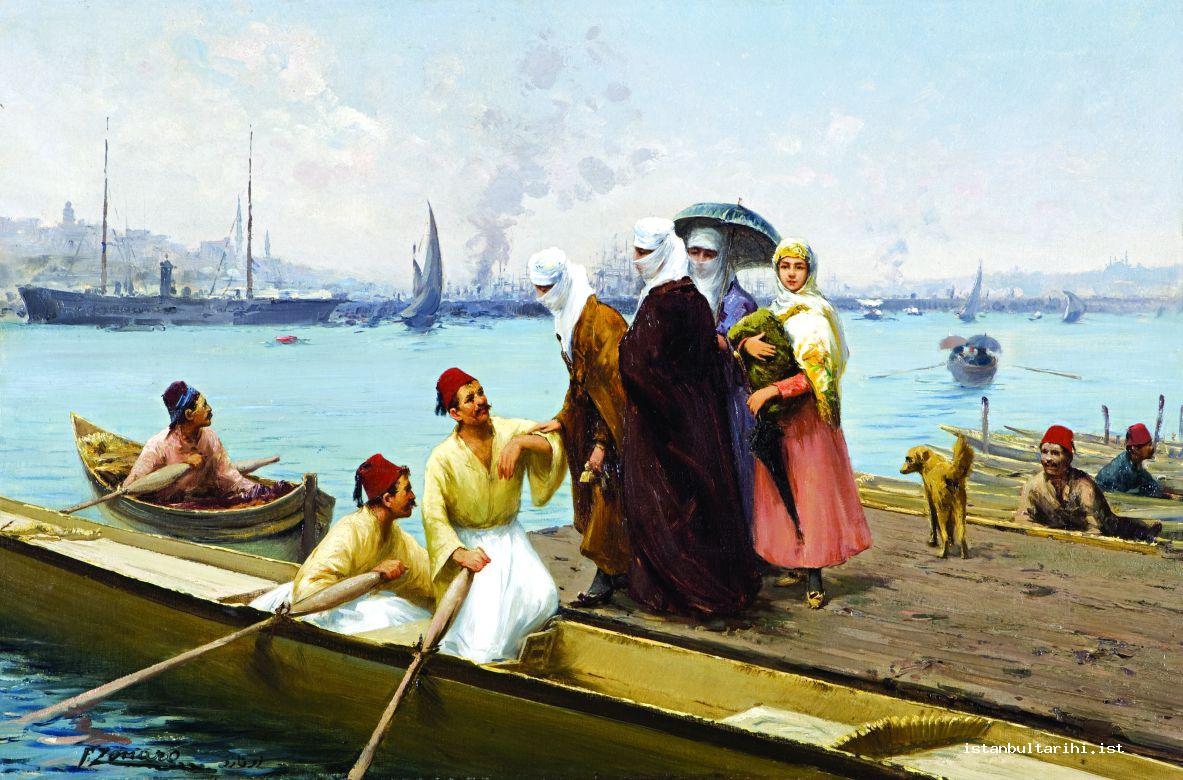 2- Muslim women getting on boats from the pier (Topkapı palace Museum)