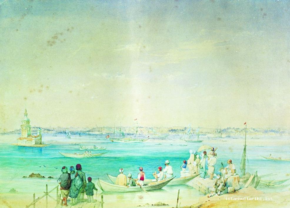 1- Ships in Bosporus and passengers waiting boats at Salacak pier (Topkapı Palace Museum, no. 17)