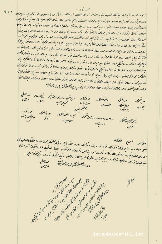 16- A copy of Sultan Mehmed Reşad’s imperial edict about giving the capitulations of operation boats in the Golden Horn to Cemile Sultan for forty years (BOA Register of Contracts, no. 18, p. 200)