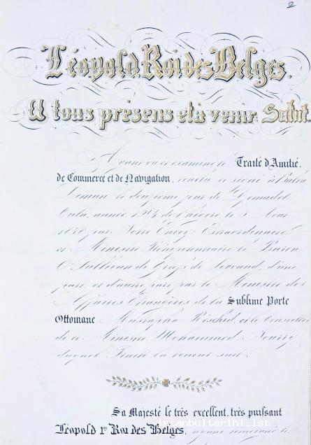 9- The treaty of trade and friendship signed between Ottoman State and Belgium on August 2, 1838 (BOA MHD, no. 55)
