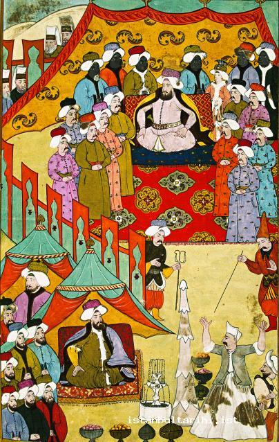 1- Sultan Ahmed III and state officials while watching the games (1720) (Vehbi)