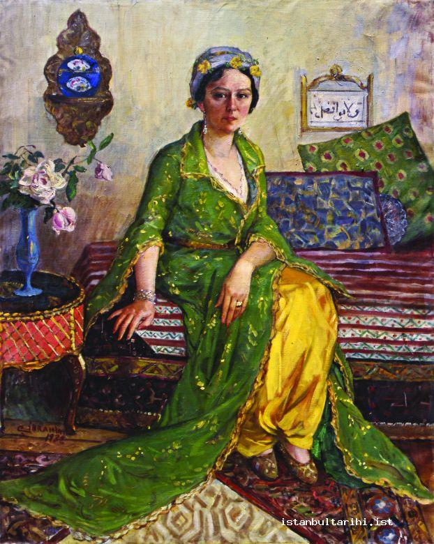 21- Yeşil Elbiseli Kadın (The Woman in Green) by İbrahim Çallı (Istanbul Painting and Sculpture Museum)