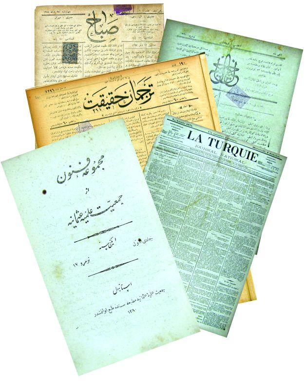7- The newspapers and journals of <em>Tercüman-ı Hakikat, Sabah, Mecmua-i Funun</em>, and <em>La Turquie</em>