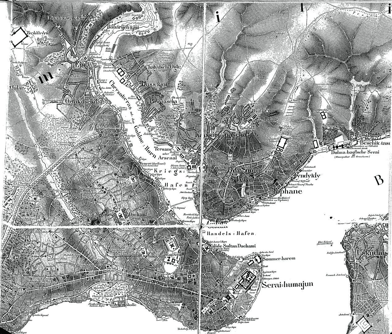 1- Von Moltke’nin İstanbul ve Boğaziçi haritasından detay