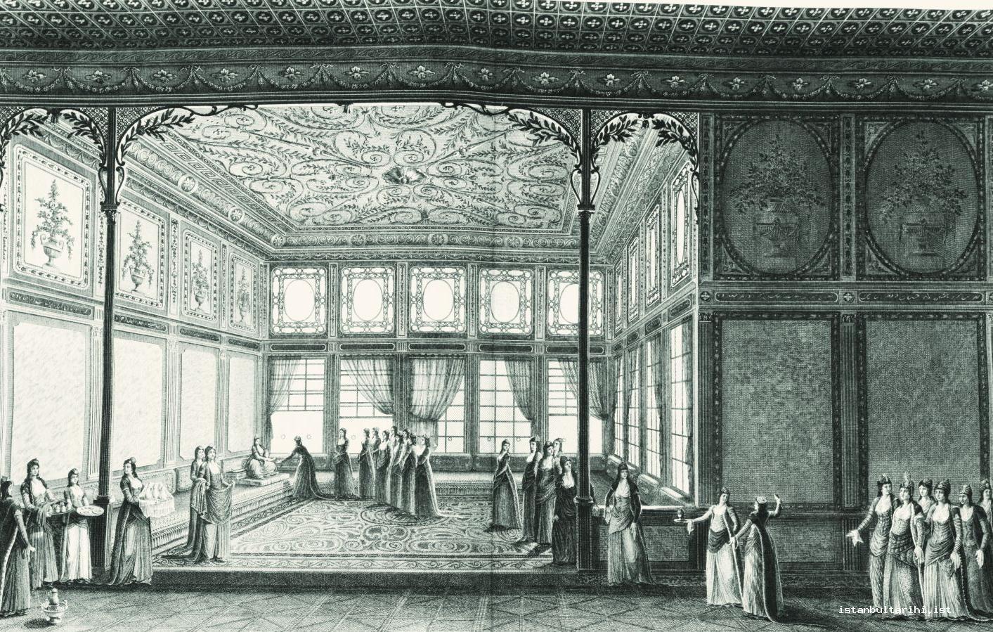 5- Hatice Sultan’ın (III. Selim’in kız kardeşi) sarayında misafir kabul odası (Melling)