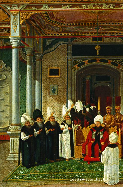 39- Sultan Selim III, grand vizier and scholars are in front of Babu’s-selam (the gate to the second yard) in Topkapı Palace (Topkapı Palace Museum, no. 17/163) 