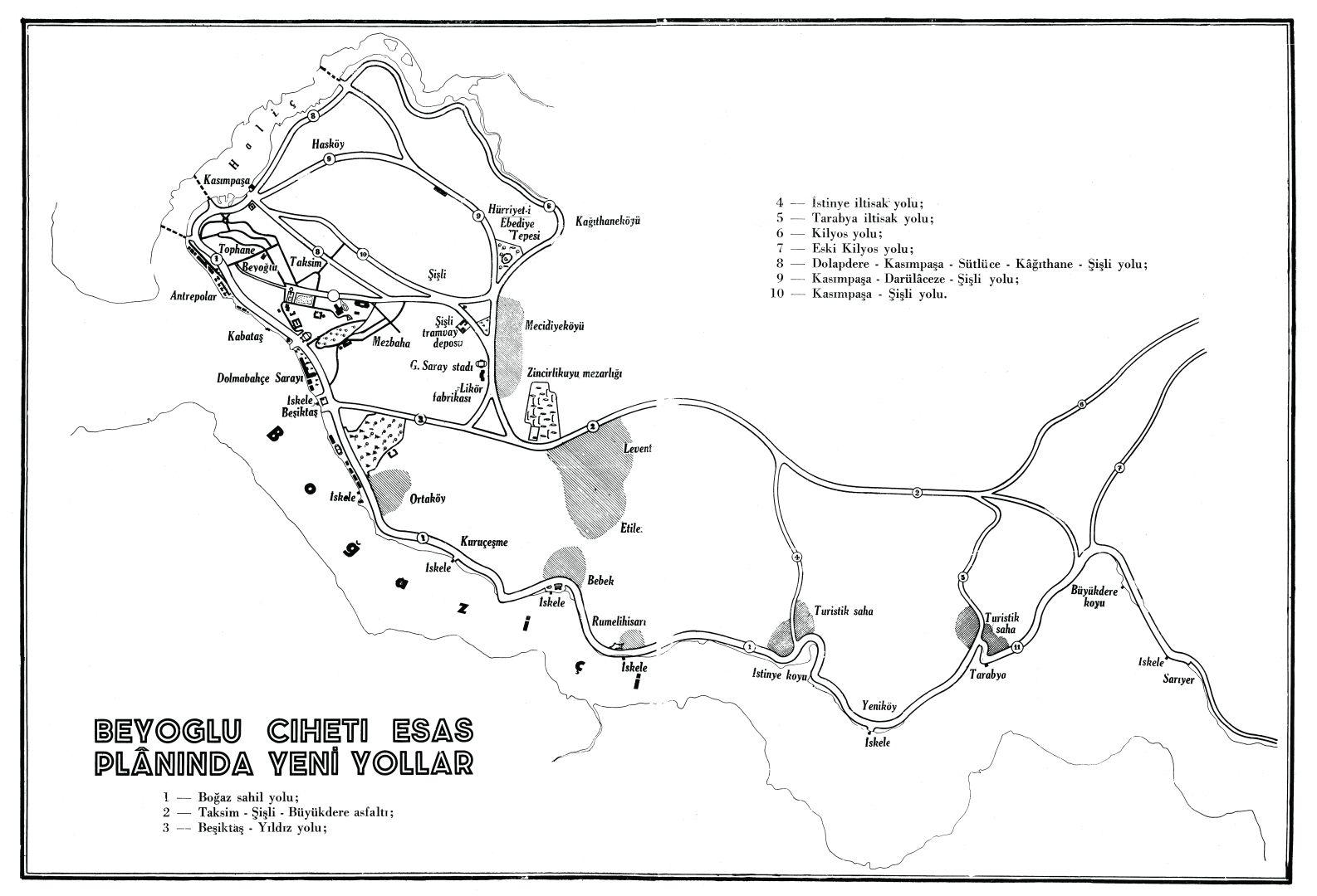 25- New Road Plan of Beyoğlu during the period of Adnan Menderes (<em>İstanbul’un Kitabı</em>)