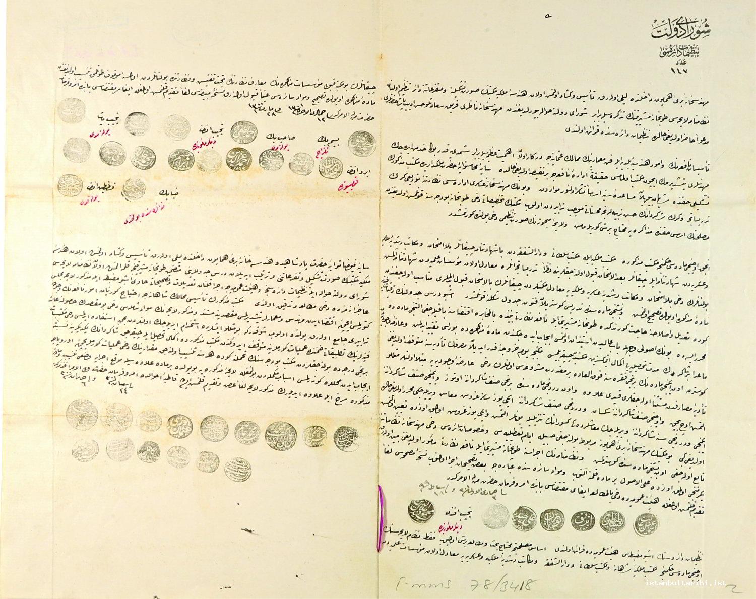 1- Şûrâ-yı Devlet’in, Hendese-i Mülkiye Mektebi’nin inşası, ders cetvelleri ve diğer hususlara dair 1891 tarihli kararı (BOA, İ.MMS, nr. 78/3418)