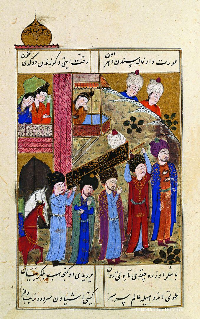 14- The gate of Old Palace. The funeral procession of Bayezid II (Şükri-i Bitlisi, <em>Selimname</em>)