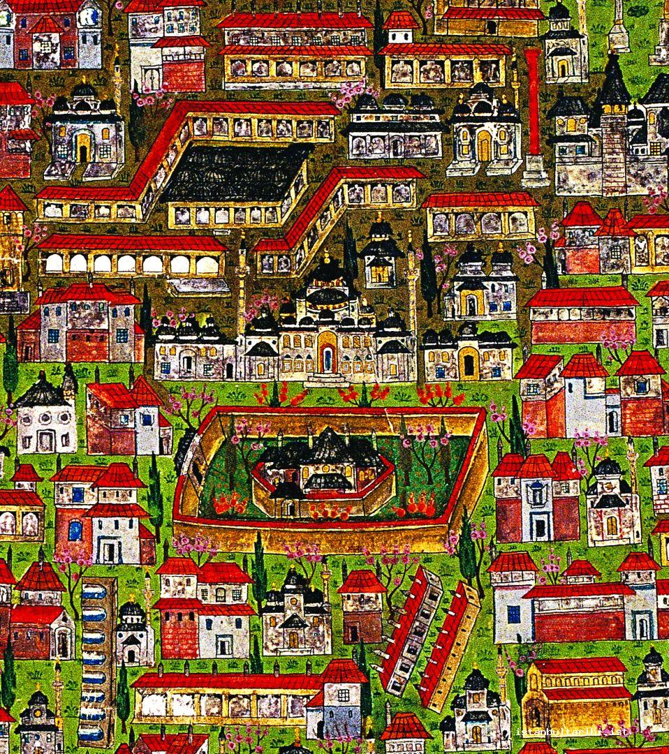 15- Old Palace, Old rooms, Covered Bazaar, Mint (details from Matrakçı’s schema of Istanbul)