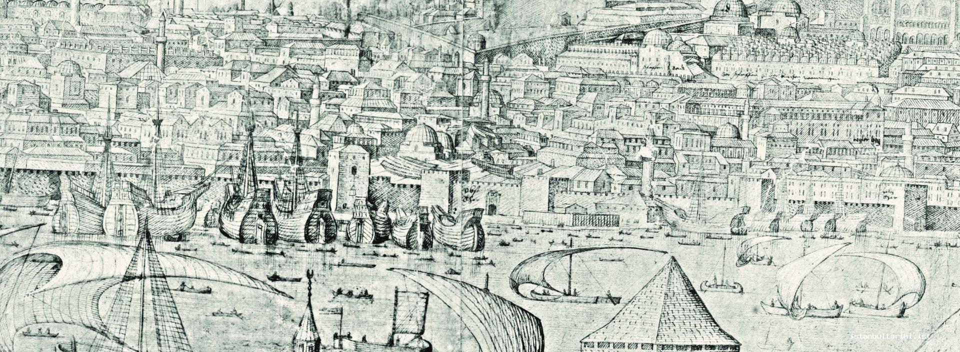 17- The view of Tahtakale from the Golden Horn (details from Lorichs)